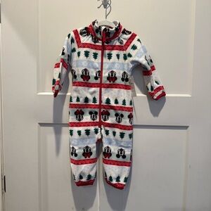 NWT Disney Jumping Beans Christmas Minnie & Mickey Fairisle MicroFleece Jumpsuit